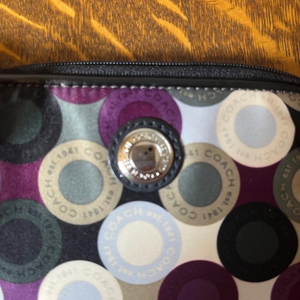 Coach Multicolor Op Art Satin Wristlet